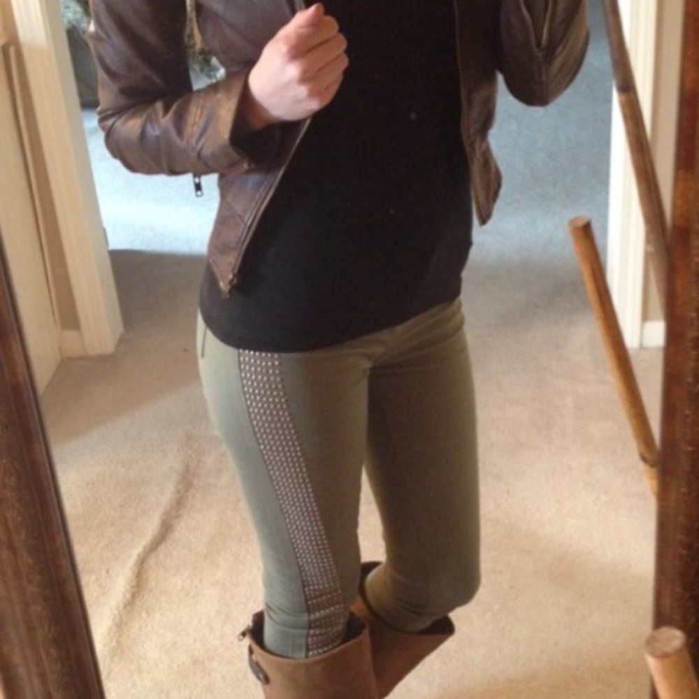 Army Green Studded Pants Tinseltown